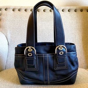 Coach Black Full Grain Leather purse w/ buckles